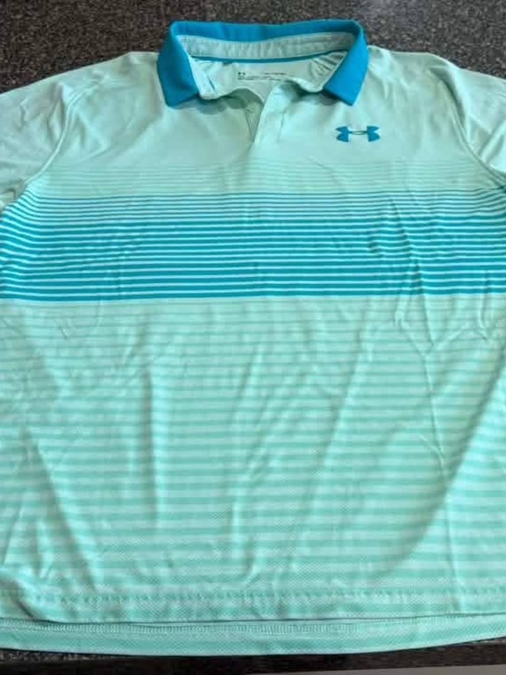 Under Armour Aqua Teal Striped Polo
